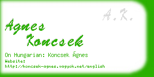 agnes koncsek business card